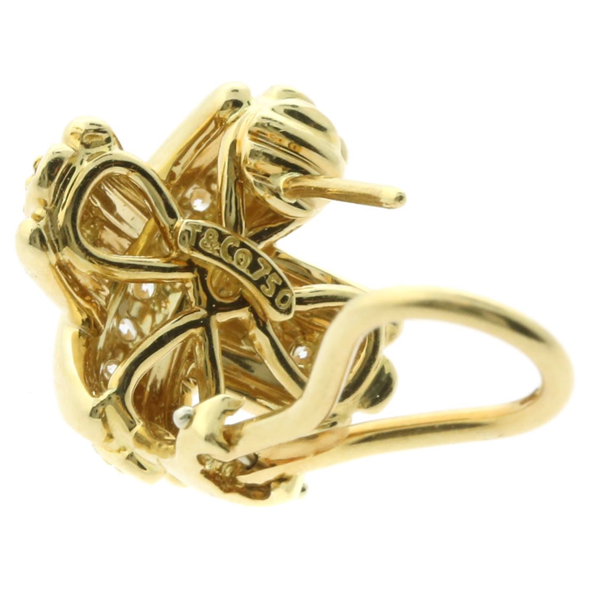 tifthtfany & Co Crisscross Diamond Gold Earrings