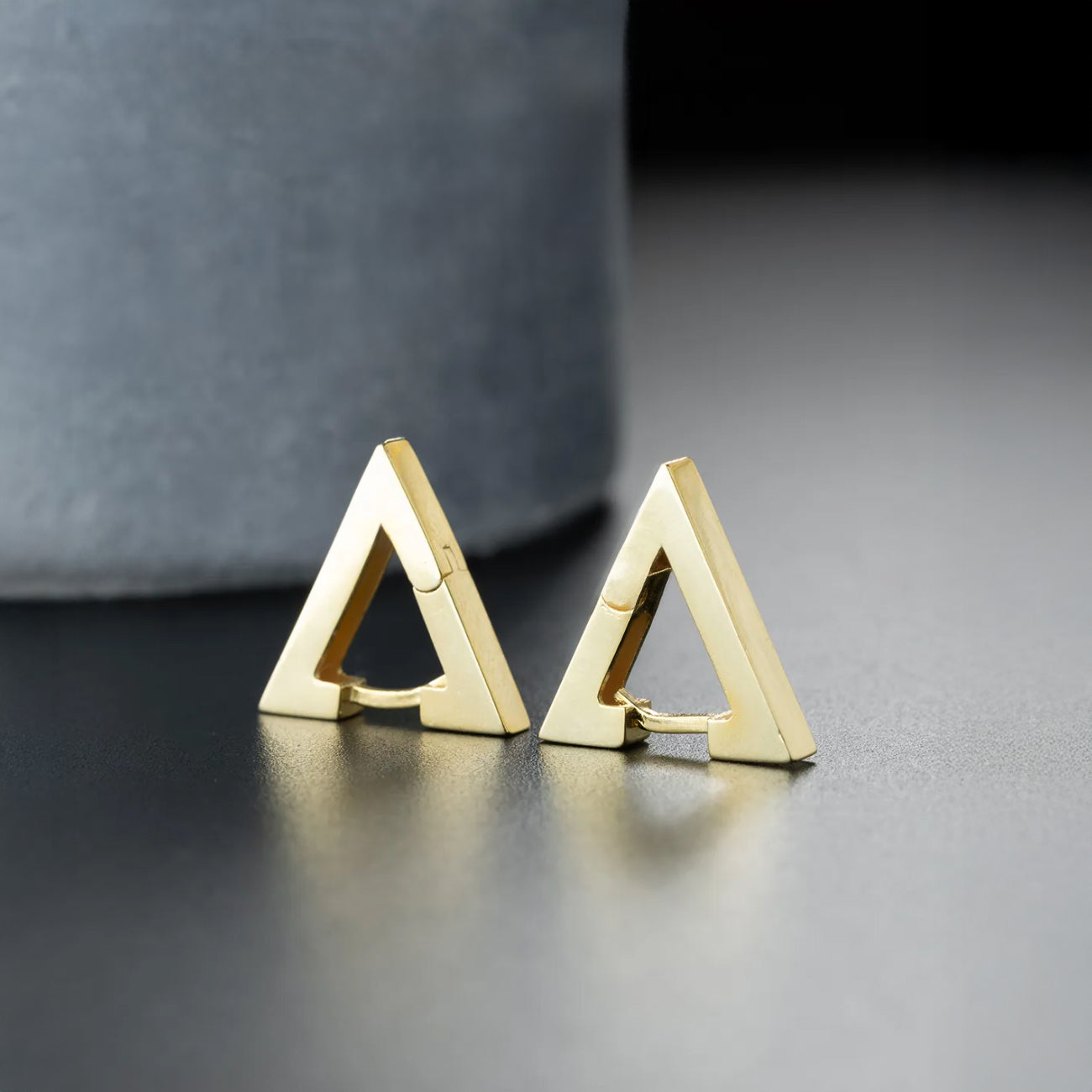 Triangle Huggie Hoops 925 Silver Geometric Earrings