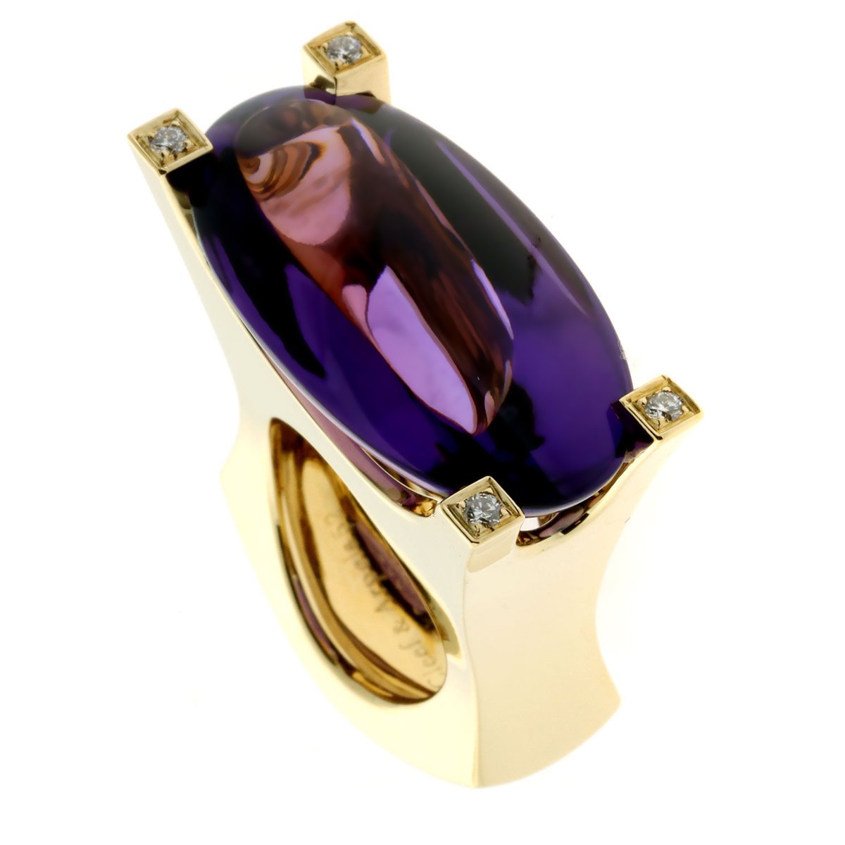 Vathtn Clthteef and Arpels Diamond Amethyst Gold Ring