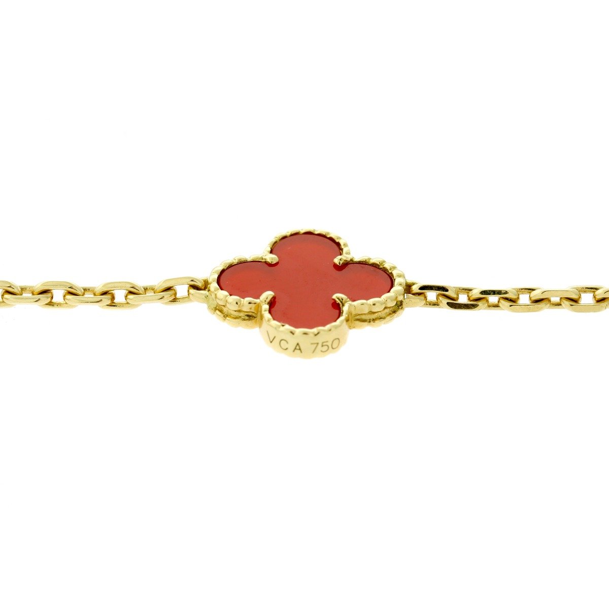 Vathtn Clthteef Arpels Carnelian Vintage Alhambra Necklace