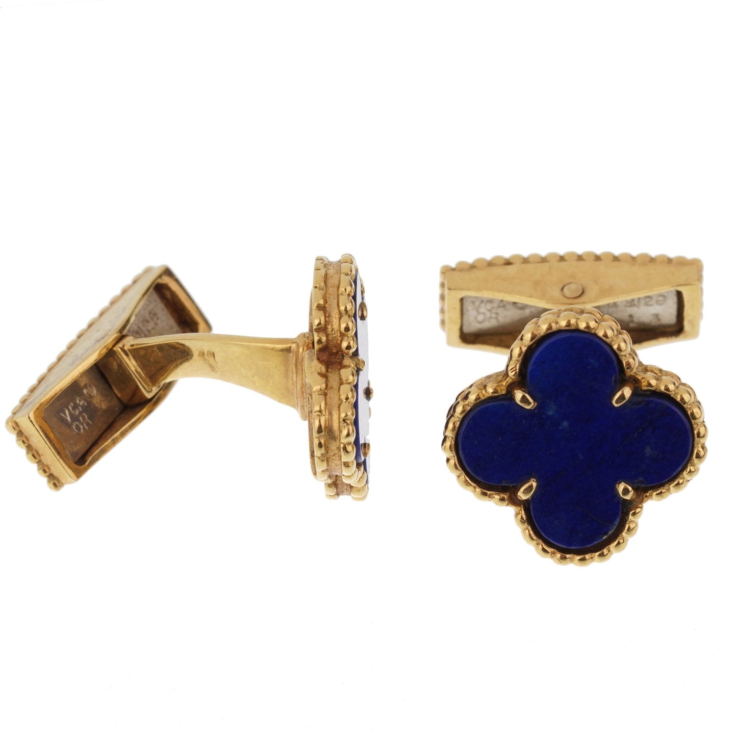 Vathtn Clthteef Arpels Lapis Alhambra Yellow Gold Cufflinks