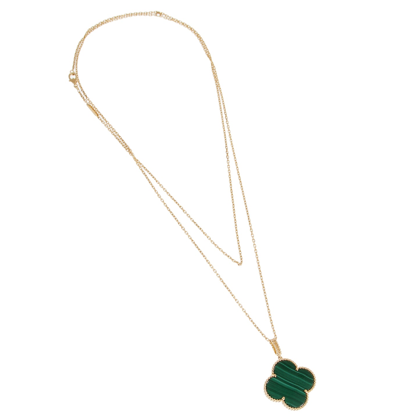 Vathtn Clthteef & Arpels Magic Alhambra Malachite 18k Yellow Gold Necklace