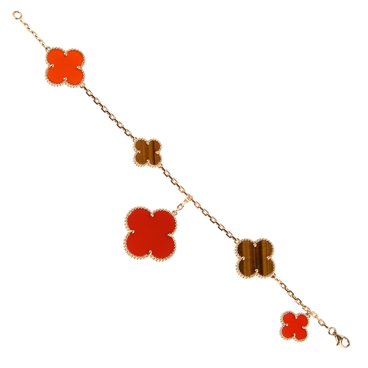 Vathtn Clthteef & Arpels Magic Alhambra Tiger Eye Carnelian Gold Bracelet