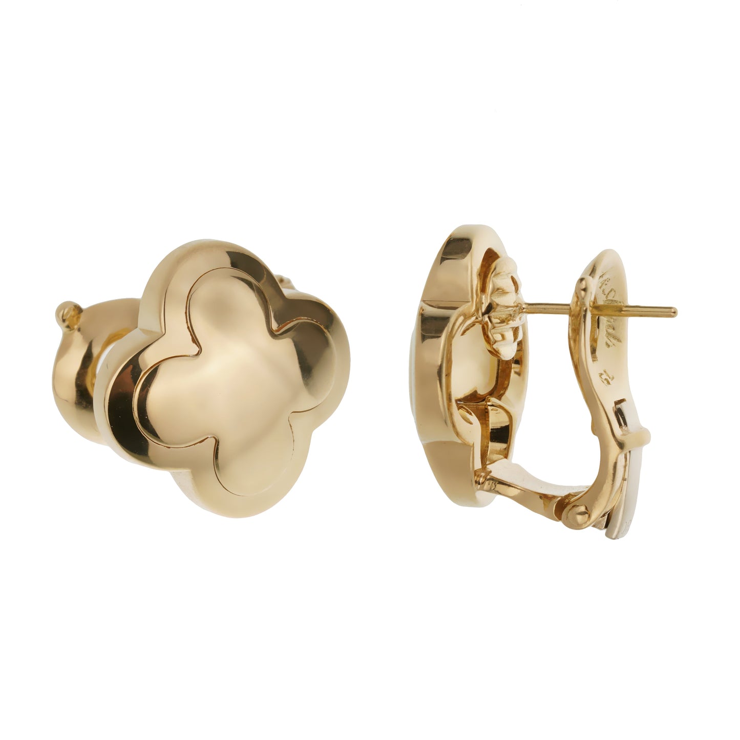 Vathtn Clthteef & Arpels Pure Alhambra 18k Yellow Gold Vintage Earrings