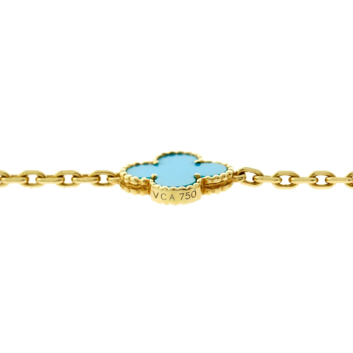 Vathtn Clthteef Arpels Turquoise Alhambra Gold Necklace