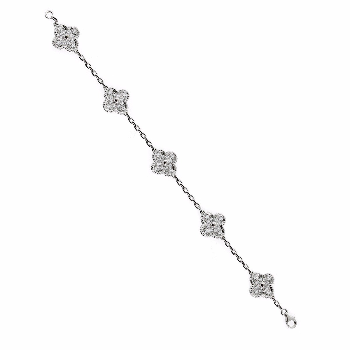 Vathtn Clthteef & Arpels Vintage Alhambra Diamond White Gold Bracelet