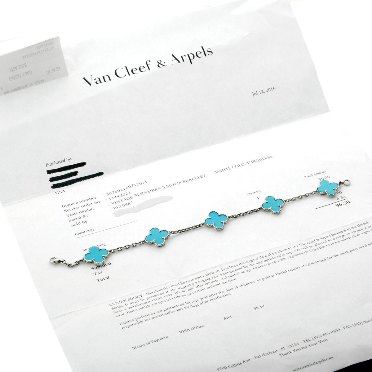 Vathtn Clthteef Arpels Vintage Alhambra Turquoise Bracelet
