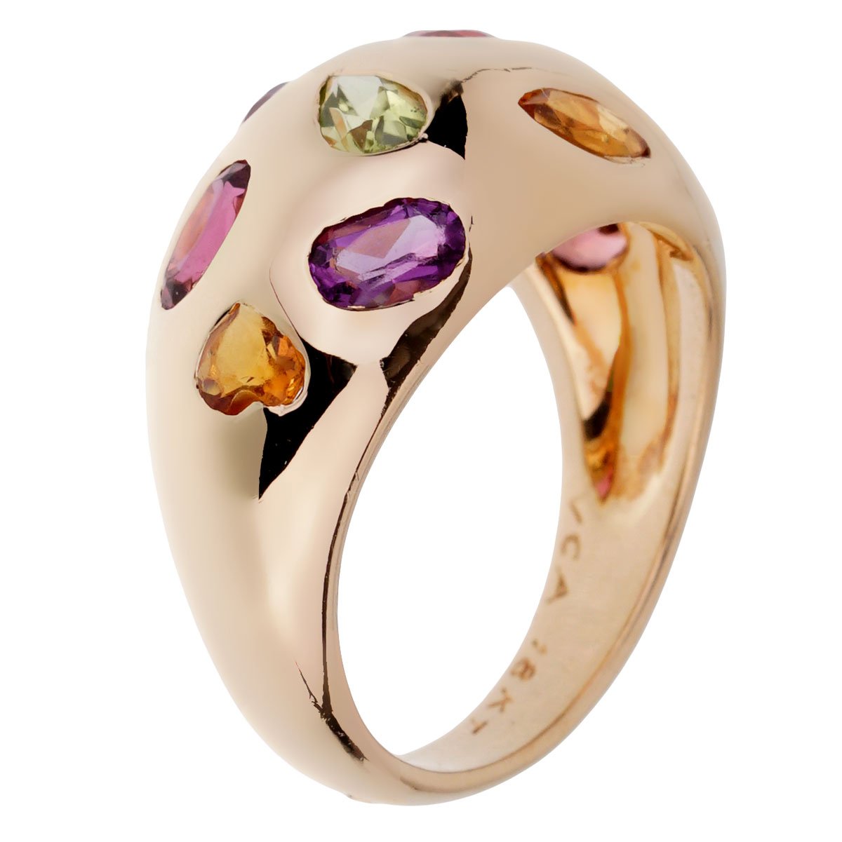 Vathtn Clthteef & Arpels Vintage Bombe Gemstone Gold Ring