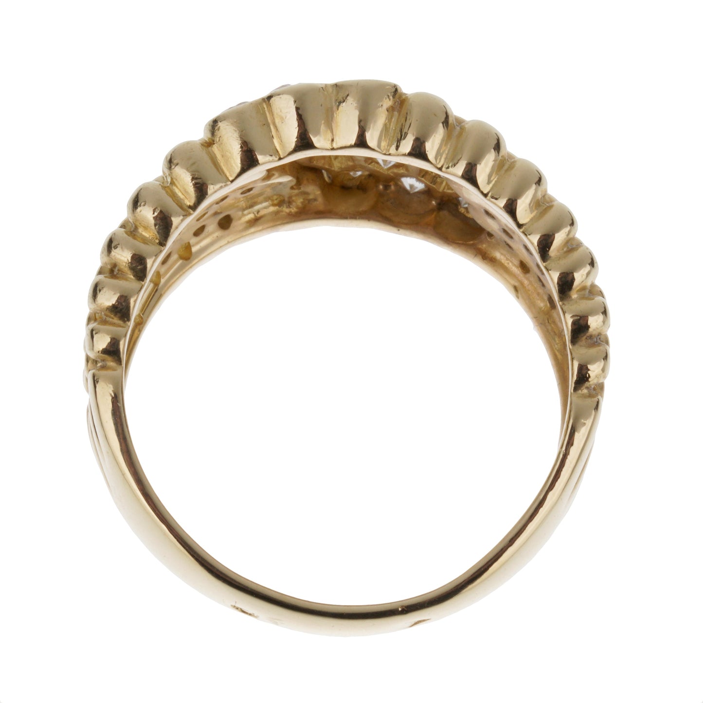 Vathtn Clthteef & Arpels Vintage Diamond Perlee 18k Yellow Gold Cocktail Ring Sz 6