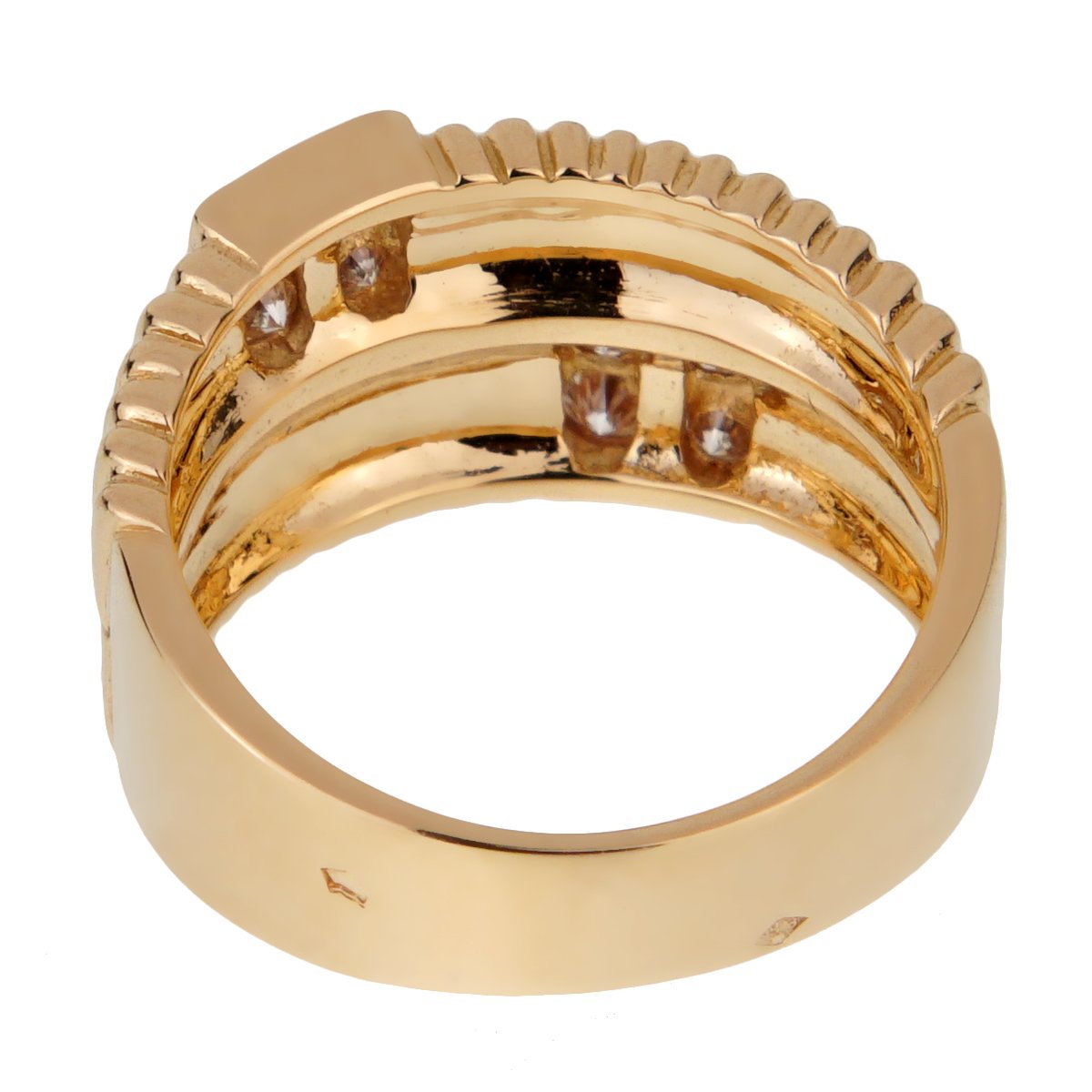 Vathtn Clthteef Arpels Vintage Gold Ribbed Diamond Ring