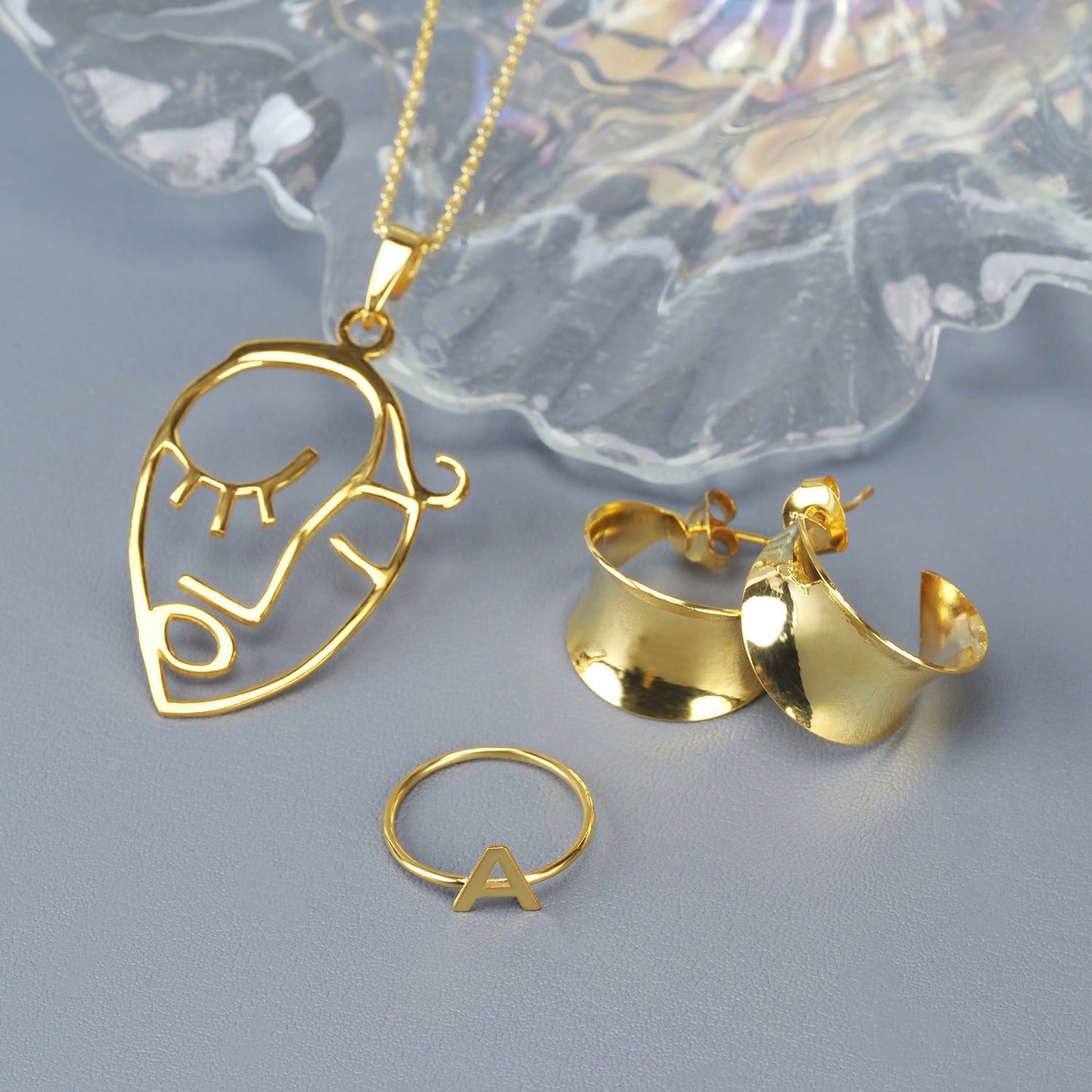 Wide Huggie Stud Hoops Silver Earrings with Gold Overlay