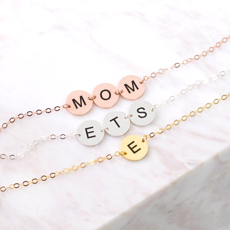 Children's Initials Bracelet for Mom 925 Silver Chain