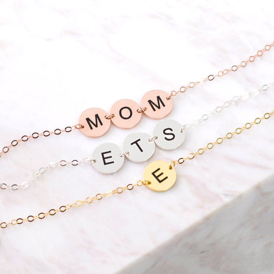 Children's Initials Bracelet for Mom 925 Silver Chain