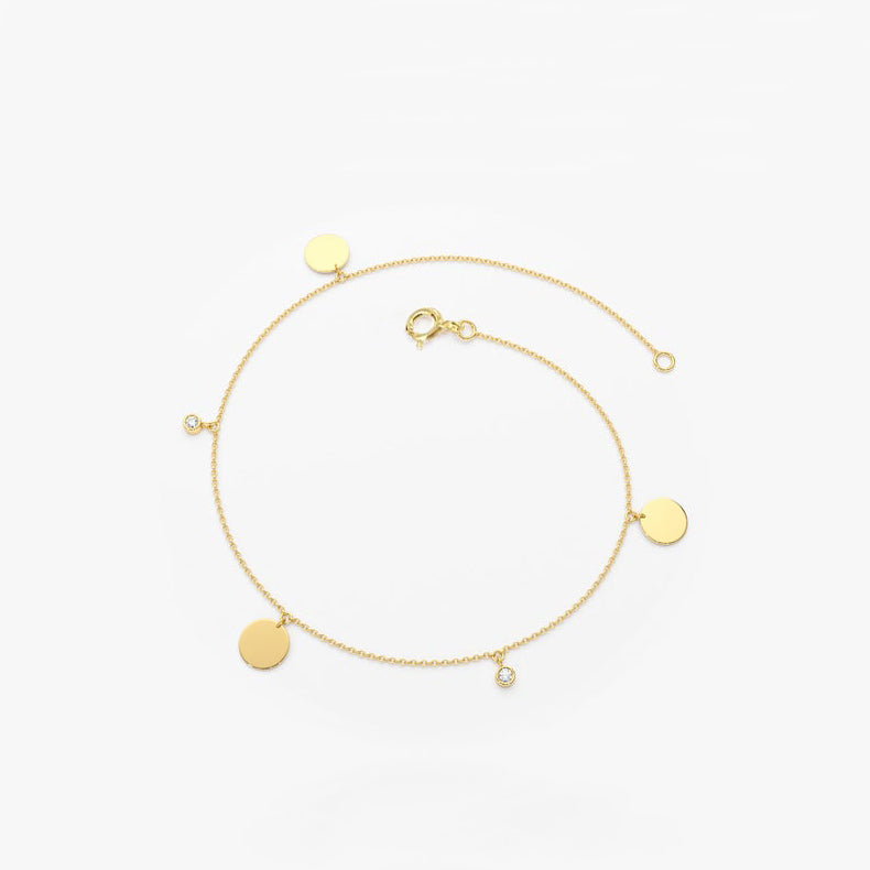 Dangling Diamond Bracelet 14k Solid Gold Charms