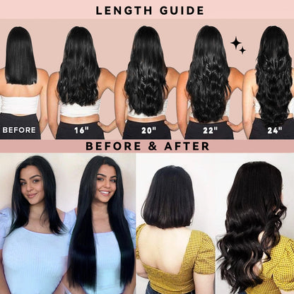 #1B 7Pcs Straight Free Shipping Small PU Seamless Clip ins Hair Extensions Real Human Hair 120G CVOHAIR