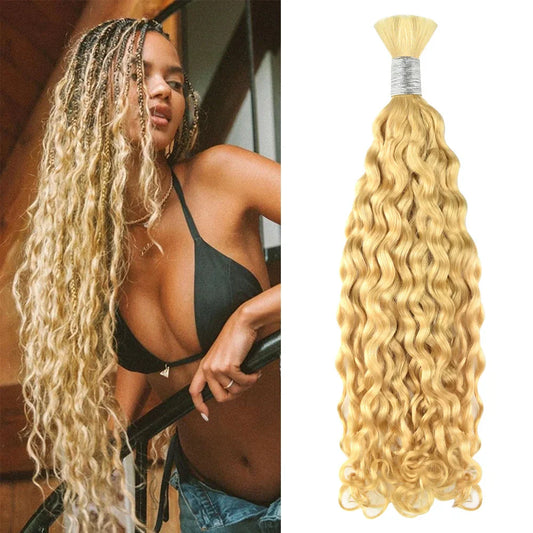 #613 Blonde Italian Curly 100% Human Hair Braid Styles CVOHAIR