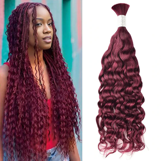 #99J Burgundy Water Wave Best Human Hair For Braiding CVOHAIR
