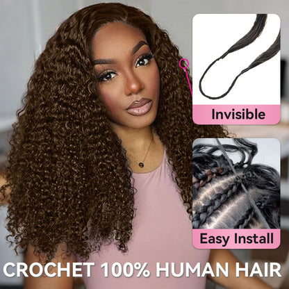 #4 Kinky Curly Crochet Human Hair Extensions CVOHAIR