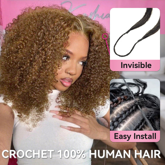 #30 Kinky Curly Crochet Human Hair Extensions CVOHAIR