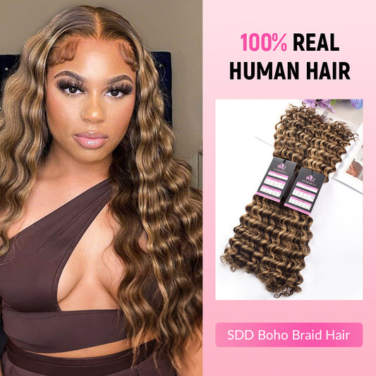 #4/30 SDD Deep Wave Boho Braids Human Hair CVOHAIR