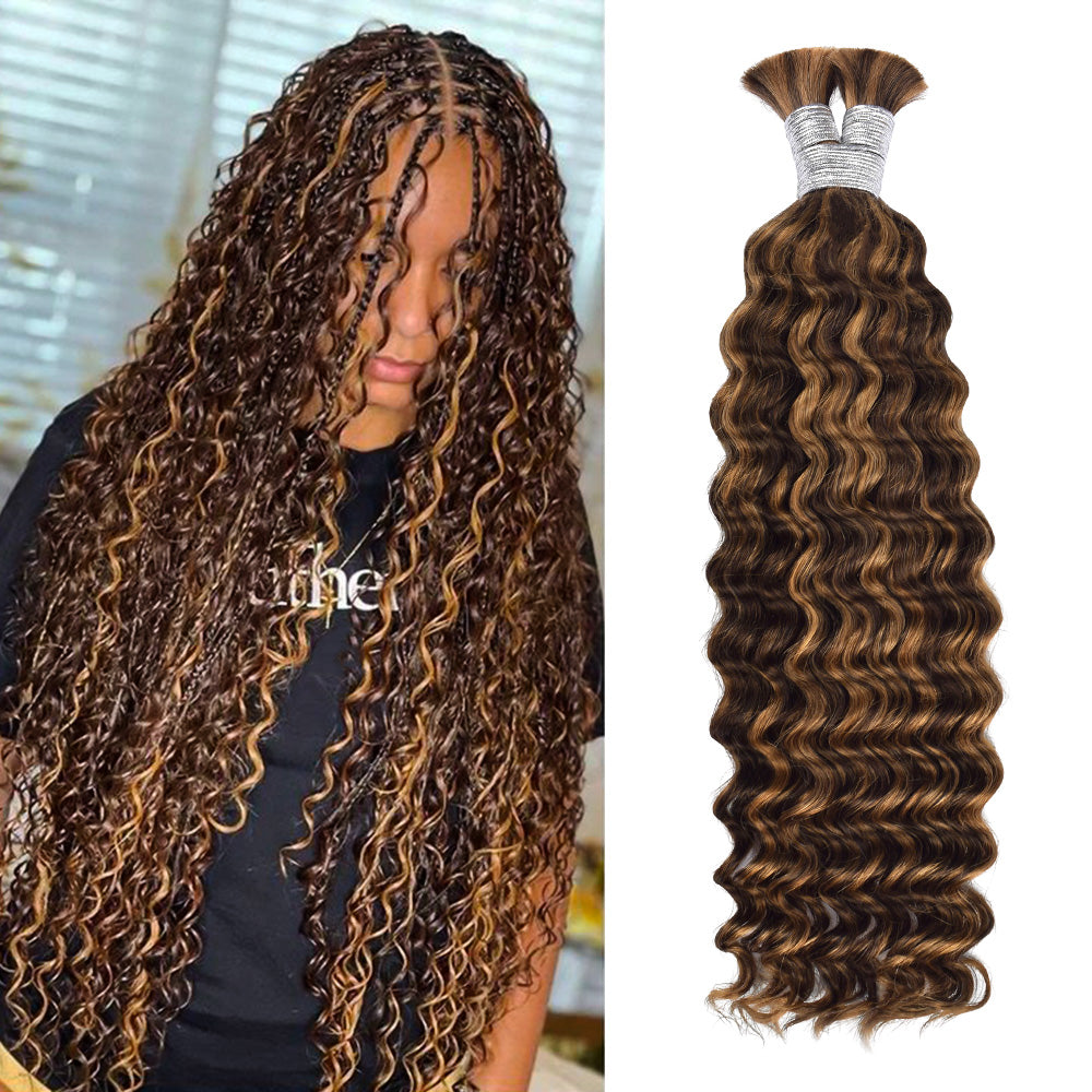 #4/30 Deep wave Bulk Human Hair For Braiding CVOHAIR