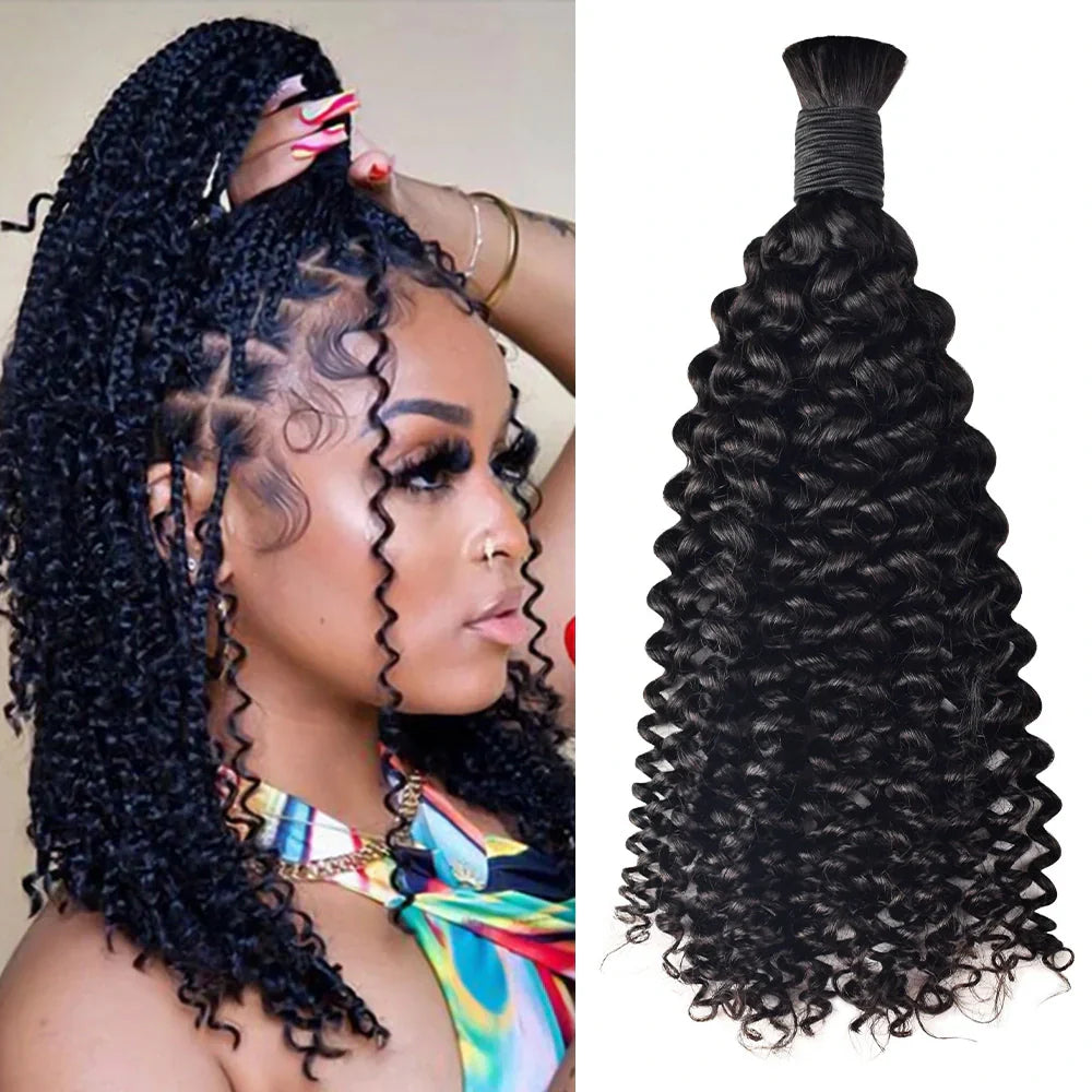 #1B Jerry Curly  Boho Braids Bulk Human Hair CVOHAIR