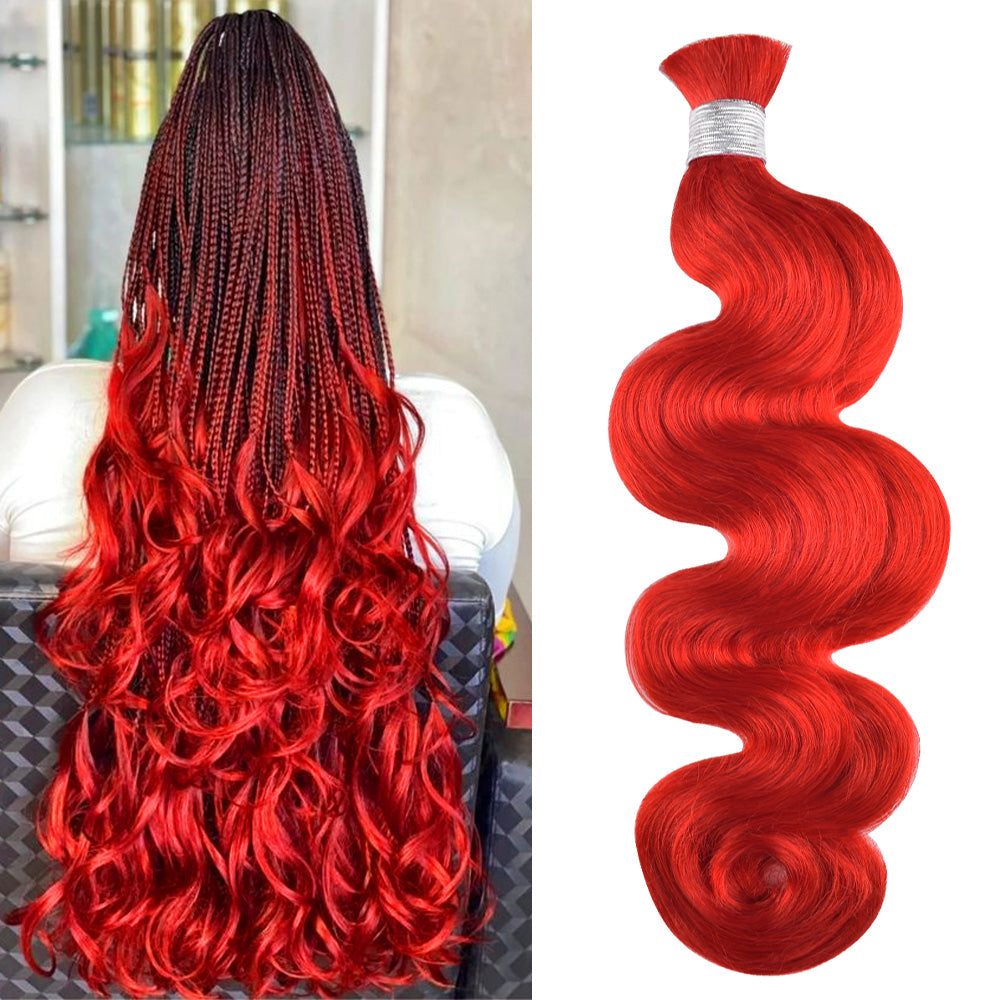 #Red 100% Human Hair Braid Body Wave Styles CVOHAIR