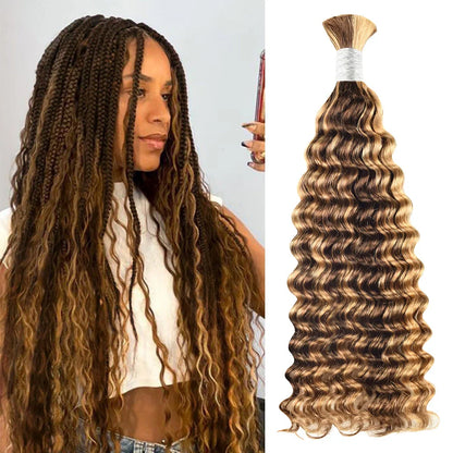 #4/27 Ombre Highlight Deep Wave Bulk Human Hair For Braiding CVOHAIR