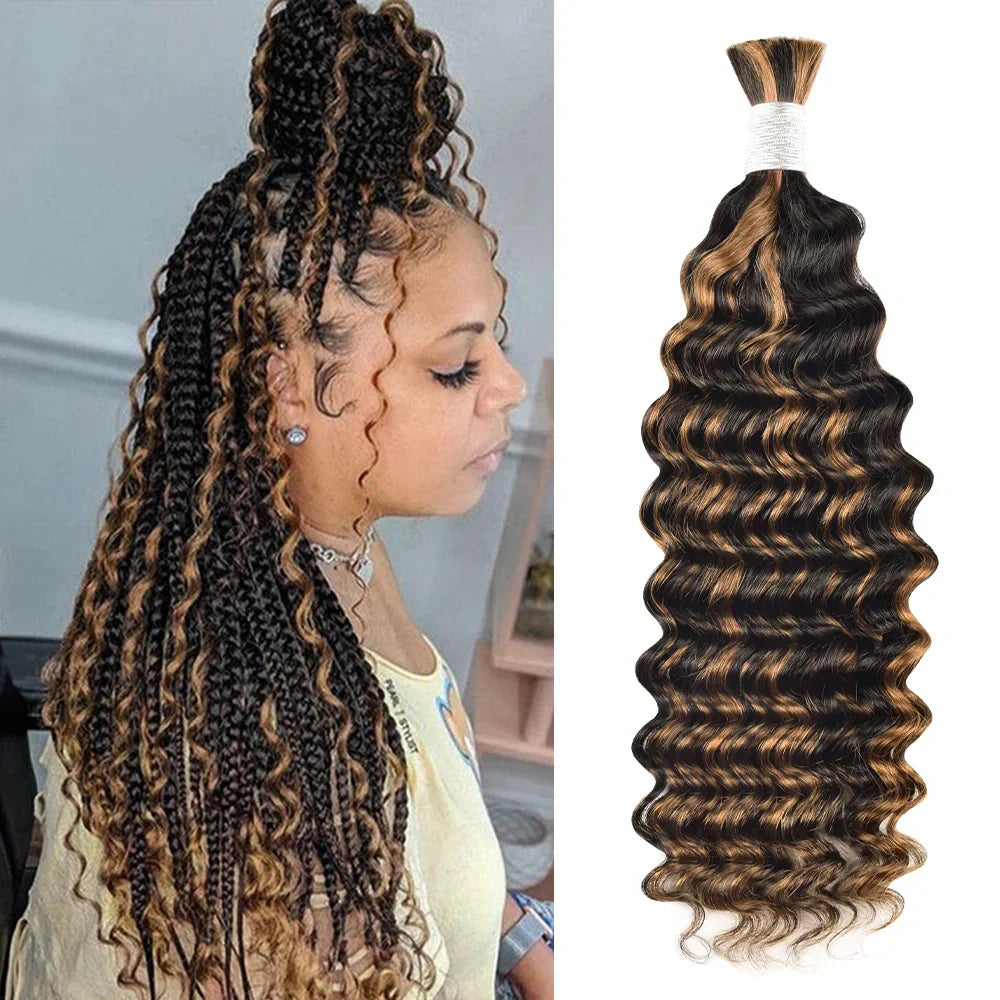 #1B/30 Deep Wave Bohemian Human Hair For Braiding CVOHAIR