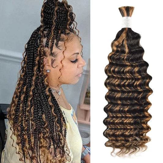 #1B/30 Deep Wave Bohemian Human Hair For Braiding CVOHAIR