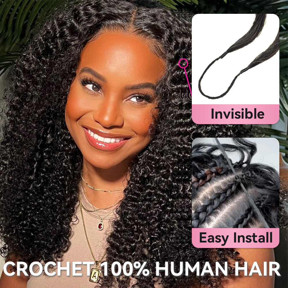 Crochet Human Hair Kinky Curly Hair Extensions CVOHAIR