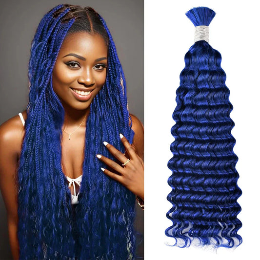 #Blue Deep Wave Bohemian Human Hair For Braiding CVOHAIR