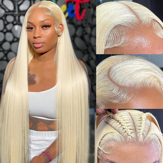 #613 Straight Blonde HD Lace Front Wigs Human Hair 200% Density Lace Frontal Wig Pre Plucked with Baby Hair CVOHAIR