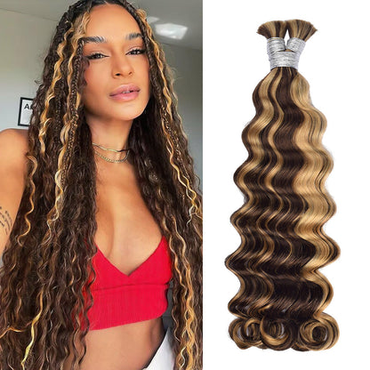 #4/27 Loose Deep Wave Bulk Human Hair For Braiding CVOHAIR