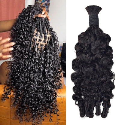 #1B Natural Black Boho Braids France Curly No Weft Bulk Hair for Human Hair CVOHAIR