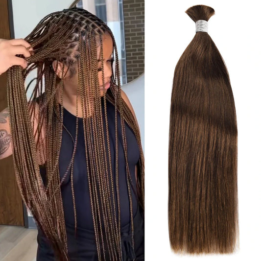 Color 4 Straight Bulk Human Hair For Braiding CVOHAIR