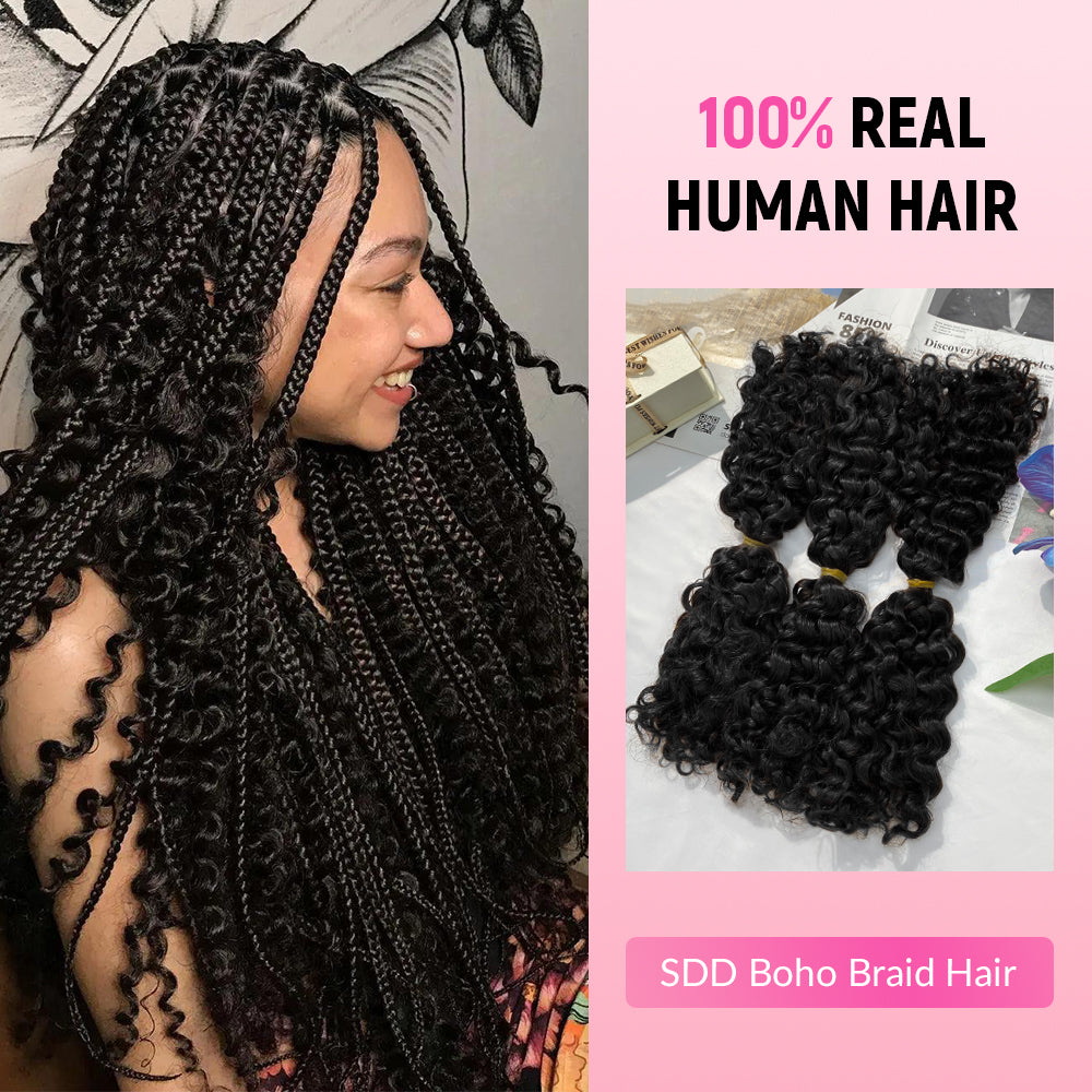 #1B SDD Boho Braids Human Hair CVOHAIR