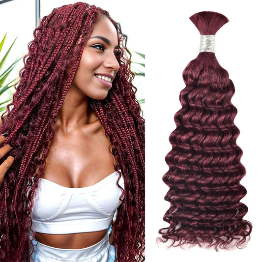 #BUG Burgundy Red Best Human Hair For Boho Braids CVOHAIR