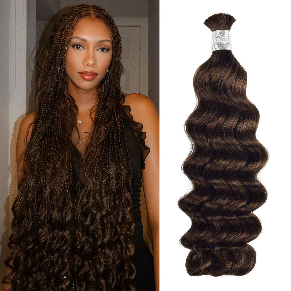 #2 Loose Deep Wave Bulk Human Hair For Braiding CVOHAIR