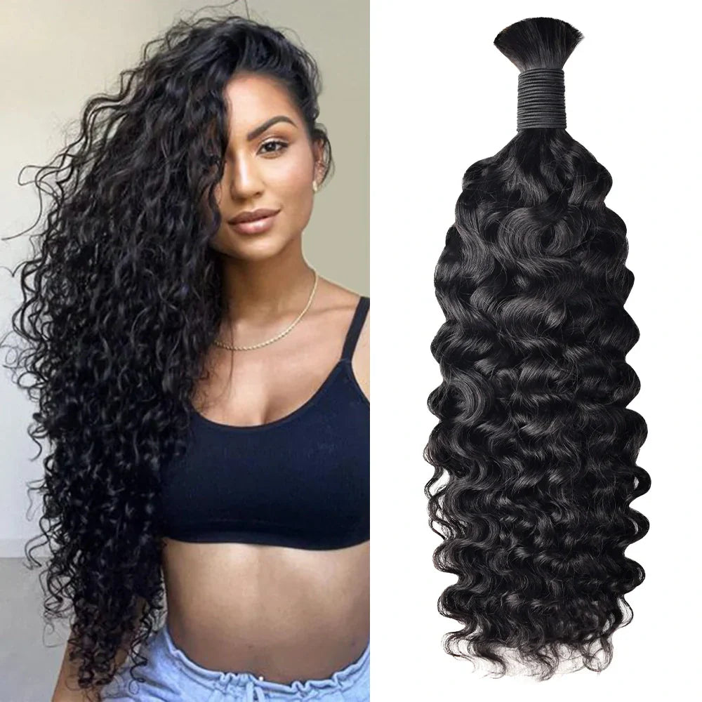 #1B Burmese Curly Boho Braids Bulk Human Hair CVOHAIR