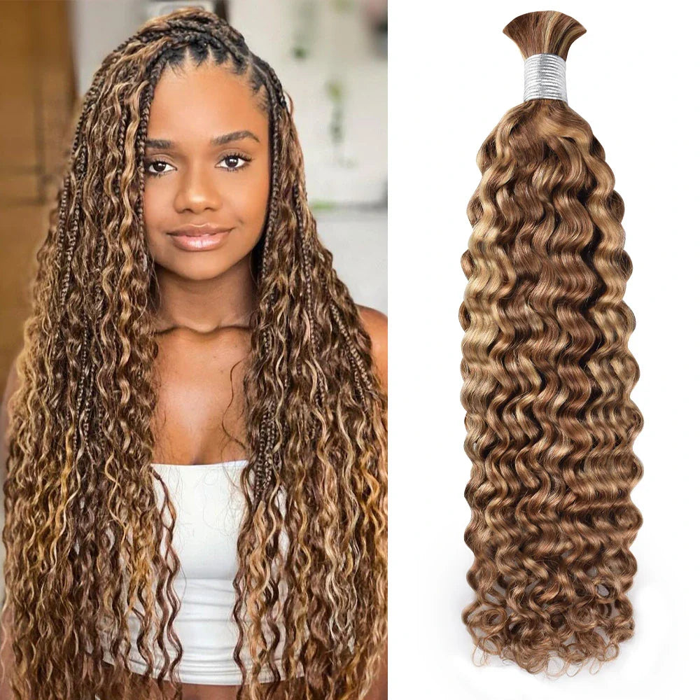 #P27/30 Deep Curly Bulk Human Hair For Braiding CVOHAIR