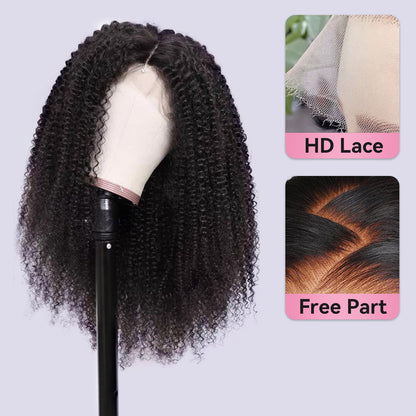 Kinky Curly HD Lace Frontal Wigs Human Hair 200% Density Pre Plucked With Baby Hair CVOHAIR