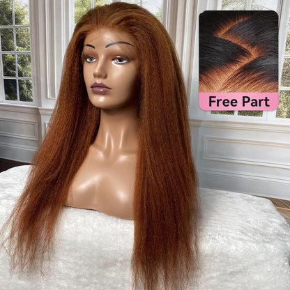 #30 Kinky Straight Wigs With Pre-Cut Lace Free Shipping CVOHAIR