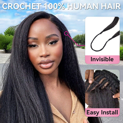 Kinky Straight Crochet 100% Human Hair Hair Extensions CVOHAIR