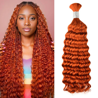 #350 Orange Deep Wave Bulk Human Hair For Braiding CVOHAIR