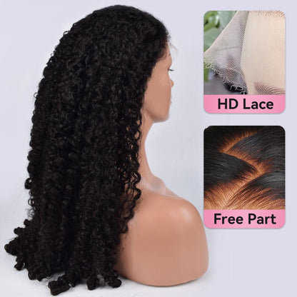 Burmese Curly HD Lace 180% Density 13*4 Full Frontal Wig  Pre Plucked 100% Human Hair CVOHAIR