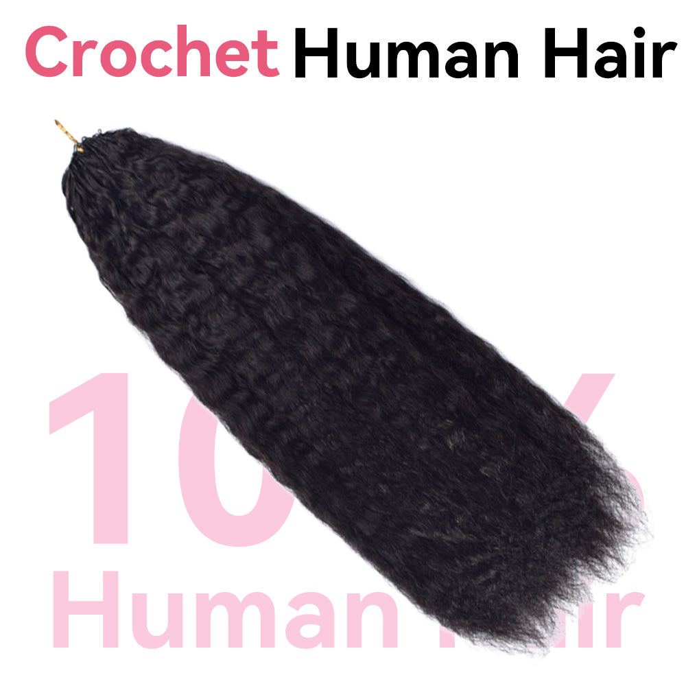 Kinky Straight Crochet 100% Human Hair Hair Extensions CVOHAIR