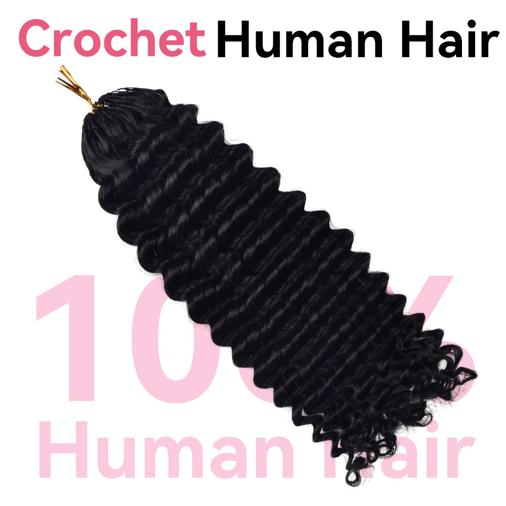 Deep Wave Crochet Human Hair Extensions CVOHAIR