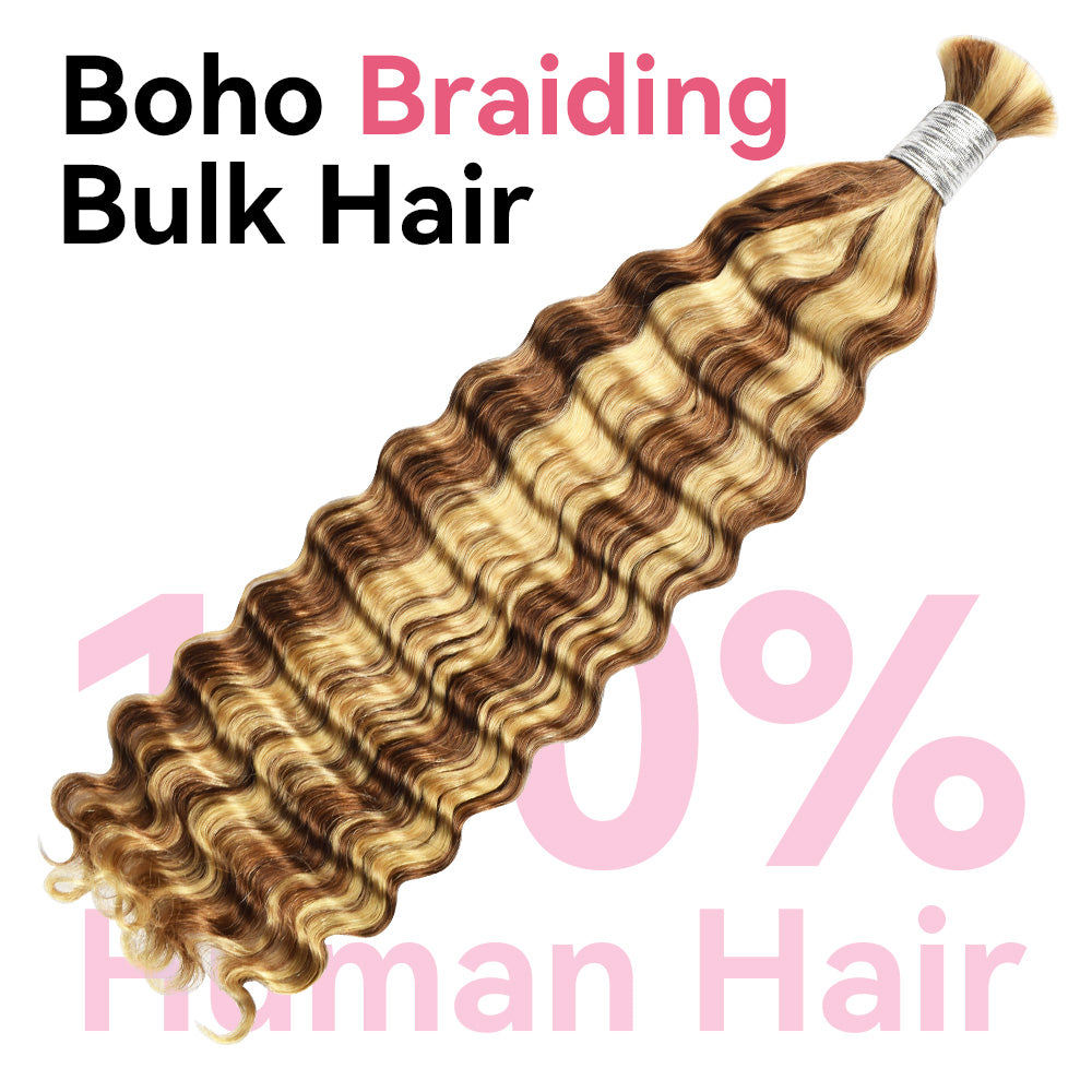 #P30/613 Deep Wave Bohemian Human Hair For Braiding CVOHAIR