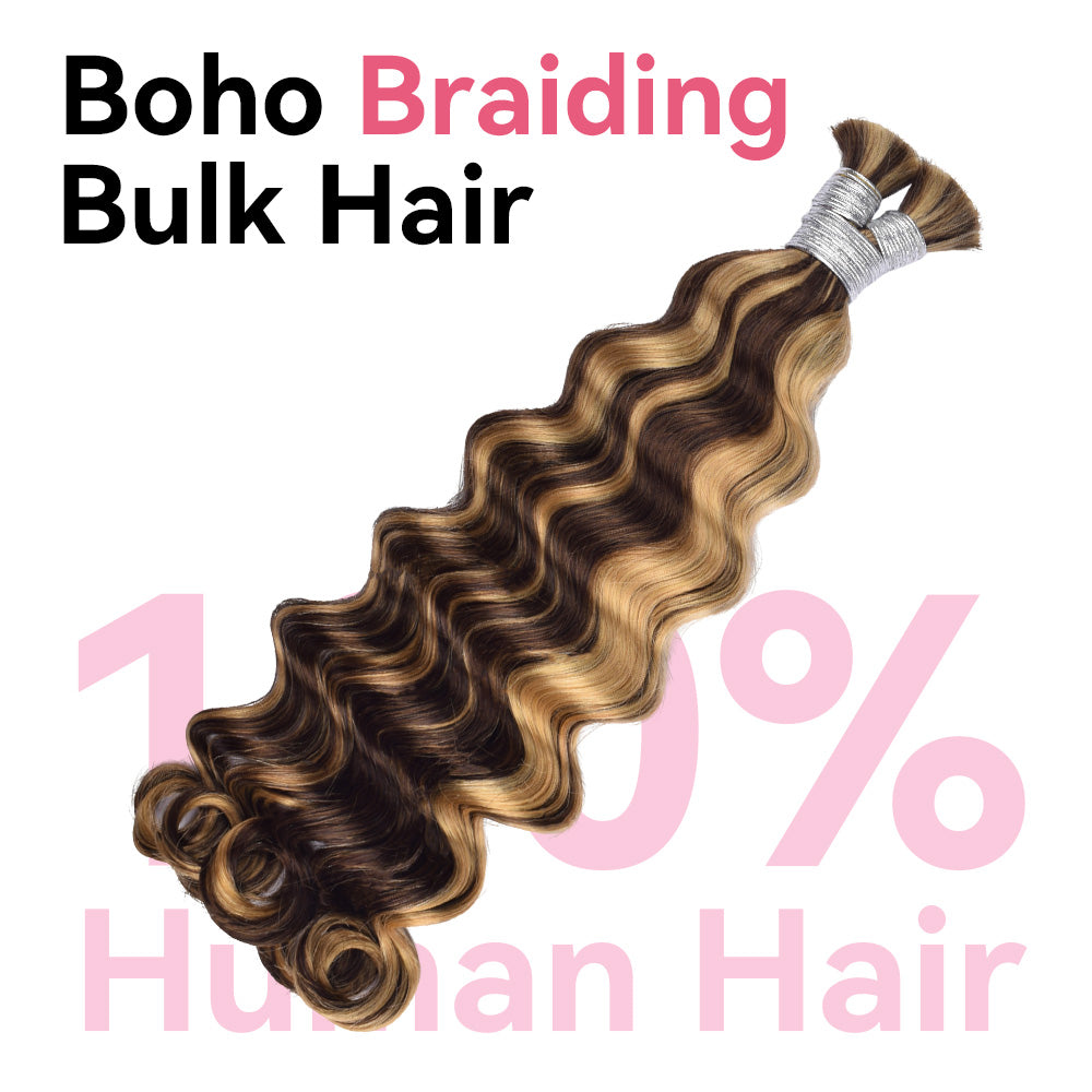 #4/27 Loose Deep Wave Bulk Human Hair For Braiding CVOHAIR